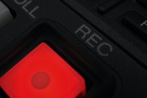 Macro shot of the "Record" button