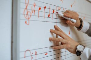 Man writing music notes