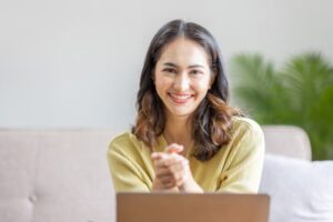 Recruitment Concept. Indian Asian Girl Browsing Work Opportunities Online, Using Job Search App or
