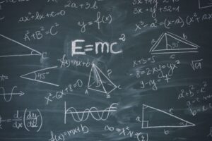 Blackboard with math lesson written on it