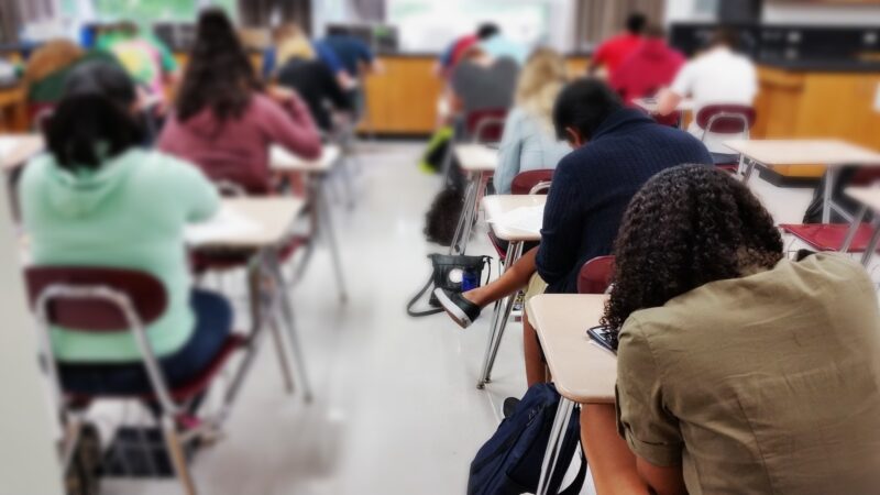 Students taking exams