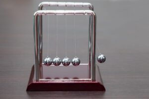 A system of pendulums demonstrating the law of conservation of energy