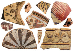Antique terracotta fragment collection from ancient greek and roman cultures
