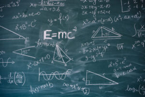 Blackboard with math lesson written on it
