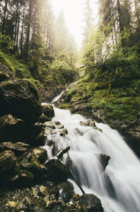 Waterfall environment with green moss