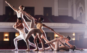 Shot of a group of diverse ballet dancers performing in a theater