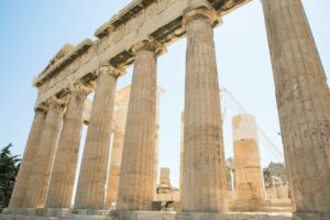Parthenon temple,Acropolis of Athens, Greece. Acropolis of Athens on hill with Parthenon