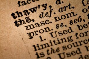 Close-up of an Opened Dictionary showing the Word THE