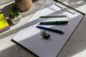Clipboard and pencils