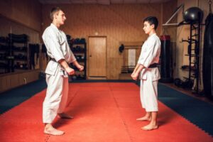 Martial arts master and young disciple