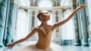 girl in a tutu dancing in the ball room