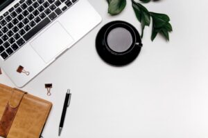 concept of desktop, notebook and pen